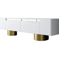 Skye Decor - TV-standaard - Wit, Goud - 100% met melamine gecoat spaanplaat - 35 x 180 x 10 cm