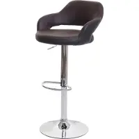 Mendler Barkruk -F16, barkruk counter kruk draaikruk, met rugleuning kunstleer ~ bruin-zwart