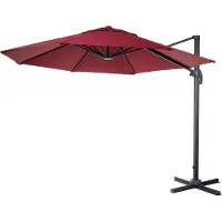 Mendler Zweefparasol -A96, parasol, rond Ø 4m polyester aluminium/staal 27kg ~ bordeaux zonder voet