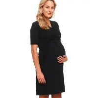 Doctor Nap Nachthemd Bamboe | Nachtjapon Dames | Borstvoeding Nachtkleding | Zwangerschap Nachthemd Korte Mouw | Zwart TCB.9116 S