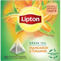 Lipton Green Tea Mandarin Orange - 80 Theezakjes Piramid - Groene Thee Mandarijn Sinaasappel - 4 x 20 Zakjes - Voordeelverpakking