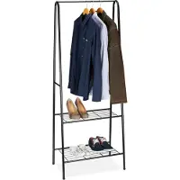 Relaxdays - Kledingrek metaal - garderobe - kledingstandaard - schoenenrek - ZWART
