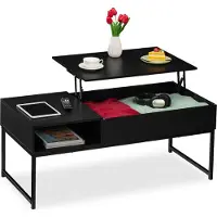 Relaxdays Opklapbare salontafel, zwart
