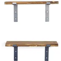 Hannah Home Wandplank Elora | Hannah Home hout zwart 40x16x14 cm wandplanken en -haken | NADUVI