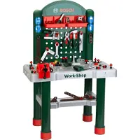 Klein 8710 Bosch werkplaats, 82-delig Accessoires I compleet uitgeruste kinderwerkbank incl. bankschroef en opbergboxen I speelgoed voor kinderen vanaf 3