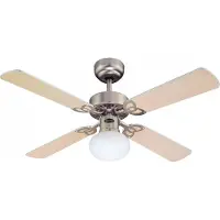 WESTINGHOUSE Plafondventilator met verlichting Vegas, aluminium en hout, stil, , VEGAS, Hout, Woonkamer, Hout, Modern
