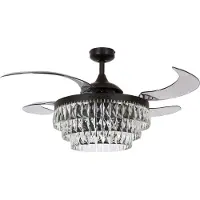 Beacon Zwarte plafondventilator met kristal Fanway Veil Ø 122cm