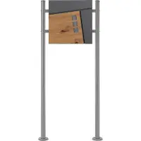 ML-Design ECD Germany Zuilbrievenbus met krantenvak, designbrievenbus met post, brievenbusinstallatie, brievenbusstandaard zilver metallic 120 cm van roestvrij staal, antraciet houtlook stalen brievenbus