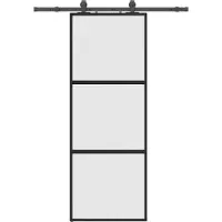vidaXL Schuifdeur met beslagset 76x205 cm gehard glas zwart