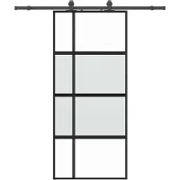 vidaXL Schuifdeur met beslag, zwart, 90x205 cm, veiligheidsglas