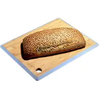 Kesper Keuken voedsel bereiden snijplank - 35 x 26 cm - bamboe hout - blauwe rand - luxe versie