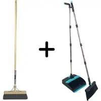 Synx Store Synx Tools Paardenhaar 40cm & Stoffer en Blik set van 2- Paardenhaar / Kamerveger - Zachte bezem 40 cm - Bezemsteel - Verstelbaar steel tot 121 cm