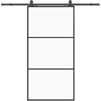 vidaXL Schuifdeur met beslagset 102x205 cm ESG glas zwart
