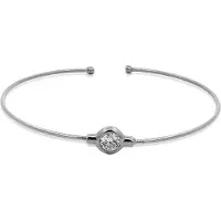 New Bling - 9NB-1556 - zilveren bangle armband met grote zirkonia steen - 925 sterling silver - rhodium plated