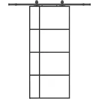 vidaXL Schuifdeur met beslag, zwart, 90x205 cm, veiligheidsglas