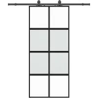 vidaXL Schuifdeur met beslagset 90x205 cm gehard glas zwart