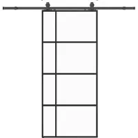 vidaXL Schuifdeur met beslagset 90x205 cm ESG glas zwart
