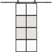 vidaXL Schuifdeur met beslagset 90x205 cm gehard glas zwart