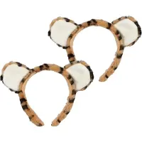 Ravensden Pluche tijger hoofdband - 2x - met oortjes - 15 cm