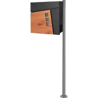 ML-Design Staande brievenbus met krantenvak 37x36,5x11 cm antraciet/houtdecor gemaakt van staal ML design, modern asymmetrisch ontwerp, stahoogte 120 cm zilver