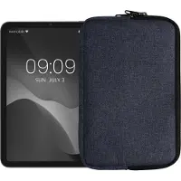 Kwmobile universele tablet hoes geschikt voor 8"-8,4" Tablet hoesje - Stoffen cover voor tablets 21,8 x 13,7 cm - Tablet sleeve met rits - In donkerblauw