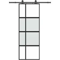 vidaXL Schuifdeur met beslagset 76x205 cm gehard glas zwart