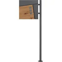 ML-Design Staande brievenbus met krantenvak 37x36,5x11 cm antraciet/houtlook van staal ML design, modern asymmetrisch ontwerp, stahoogte 120 cm antraciet