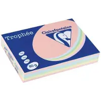 Clairefontaine Trophée gekleurd papier, A4, 80 g, 5 x 100 vel, geassorteerde kleuren 5 stuks