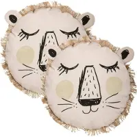 Atmosphera Dieren sierkussen - 2x - kinderkamer - leeuw - 38 cm - polyester