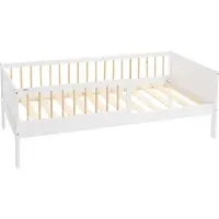 ECD-Germany Kinderbed 80x160 cm met lattenbodem en uitvalbeveiliging wit/naturel dennenhout ML design