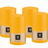 Wiedemann Cilinderkaars/stompkaars - 4x - geel - 13 x 7 cm - 52 branduren - zuilkaarsen