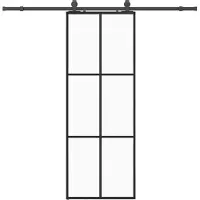 vidaXL Schuifdeur met beslagset 76x205 cm ESG glas zwart