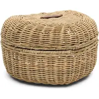 Rivièra Maison Opbergmand hartje Bruin - Heart Mandje met deksel - Rattan - (LxBxH) 25x23x15