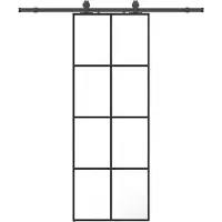 vidaXL Schuifdeur met beslagset 76x205 cm ESG glas zwart