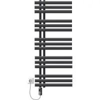 LuxeBath Badkamer radiator middenaansluiting 500x1200 mm zwart mat met verwarmingselement 1200W