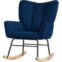 ML-Design Schommelstoel met armleuningen in badstof donkerblauw tot 120 kg Houten schommelstoel Relaxfauteuil
