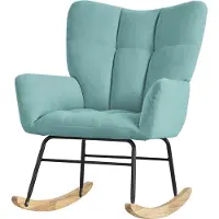 ML-Design Schommelstoel met armleuningen in badstof salie tot 120 kg Schommelstoel naturel hout Relaxfauteuil
