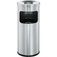 Durable - Asch-/Mülleimer - rund - 17 L - Metall 333223 Papierbak 17 l Metaal (Ø x h) 250 mm x 630 mm Zilver Met asbak 1 stuk(s)