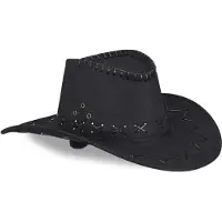 Relaxdays cowboyhoed carnaval - verstelbaar koord - volwassenen - cowboy accessoire - zwart