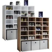 VCM Schoenenkast schoenenrek Hinsal XL 100 cm hoog 20 vakken wit