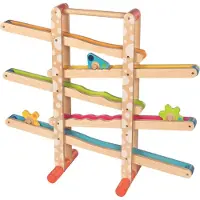 Goki BALLENBAAN met TOLLEN 66,5x20,2x58,3cm, met 3 tollen, hout, 2+