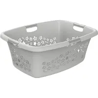Rotho B-PO 125KA-FS Wasmand „Flowers” 50 L grijs 65,1 x 48,6 x 26,2 cm.
