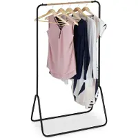 Relaxdays garderoberek metaal - 145 x 80 x 44 cm - 1 kledingstang - kapstok - zwart-houtlook