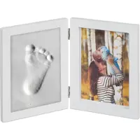 Relaxdays baby fotolijst met gipsafdruk - handafdruk - voetafdruk - wit