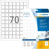 Herma Folie-etiketten 8339, zelfklevend, bijzonder sterk hechtend, weerbestendig, bedrukbaar, B 24 x H 24 mm, folie, wit, 1750 stuks/25 vellen
