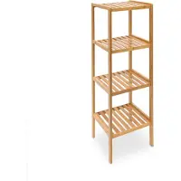 Relaxdays Badkamerkast bamboe hout - Stellingkast 4 Etages - Badkamer open kast meubel