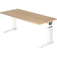 Hjh OFFICE PRO UNDA 19 W - 180 x 80 Tafelhoogte I In hoogte verstelbaar Eiken/Wit