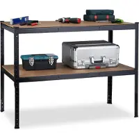 Relaxdays werkbank met 2 etages - werktafel - garagewerkbank - verstelbaar - tot 150 kg