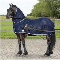 QHP Tuigvliegendeken Met Hals Blauw - 130/175