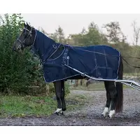 QHP Tuigvliegendeken Met Hals Blauw - 90/125